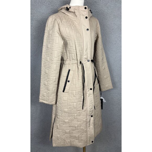 Karl Lagerfeld Paris Women's Hooded Quilted Anorak Coat Medium Sand (Beige) NWTs - Picture 4 of 8